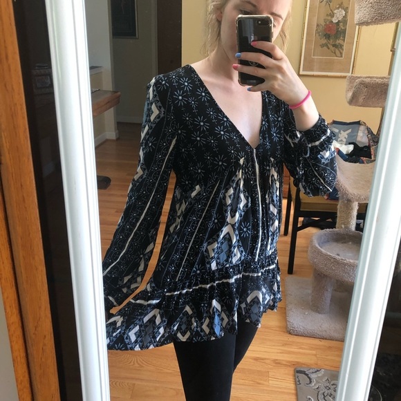 Free People Down By The Bay Tunic Long Top XS - Picture 4 of 8